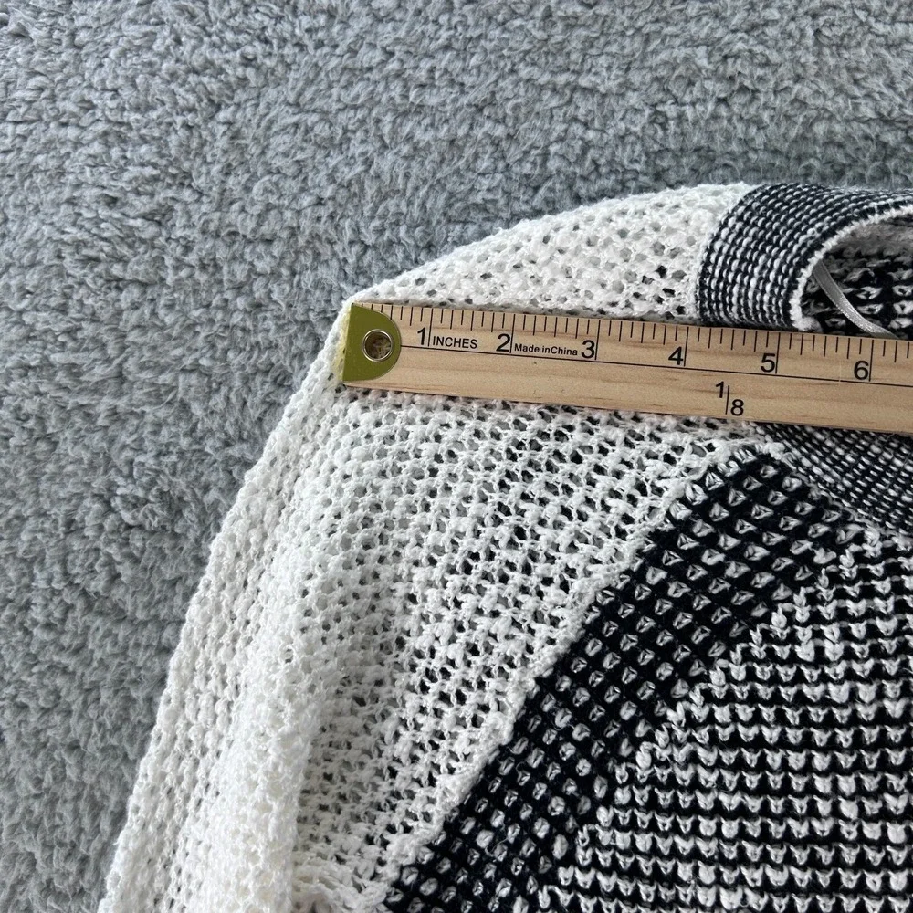 A.N.A Sweater Women Large Black White‎ Long Sleeves A New Approach Blend Cotton